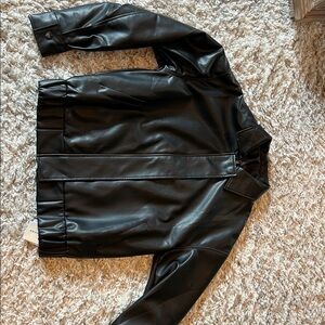 Commense Black Faux Leather Jacket